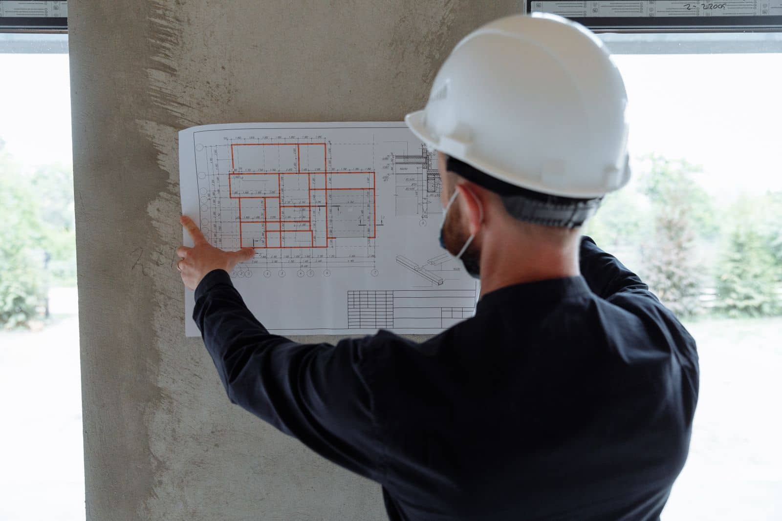 Construction blueprints and project plans on a table